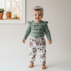 I Got It From My Mama‎ Floral Baby Outfit 0–3M | 3-Piece Set
